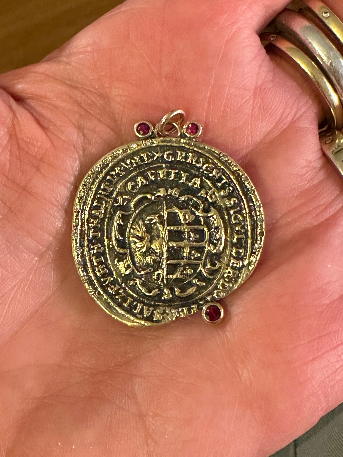 18k Gold Gryphon Ruby & Diamond Pendant