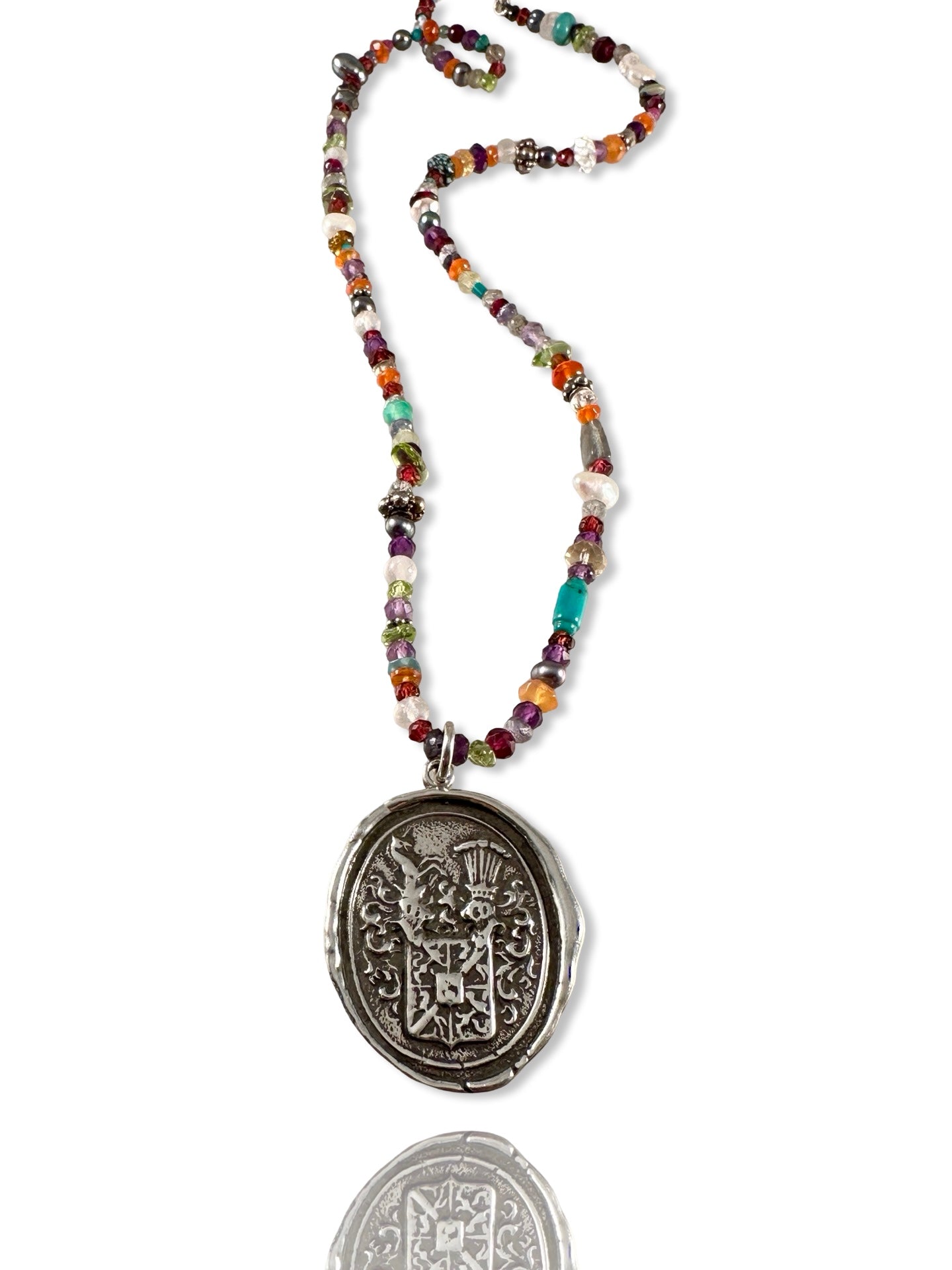 Mythological Unicorn Beaded Gemstone Necklace