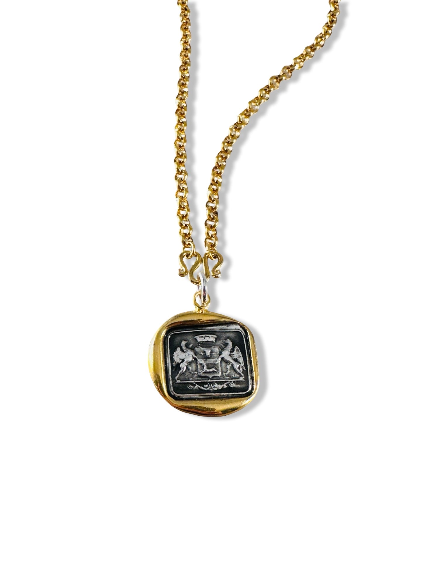 Gold and Silver Pendant on Gold Filled Chain