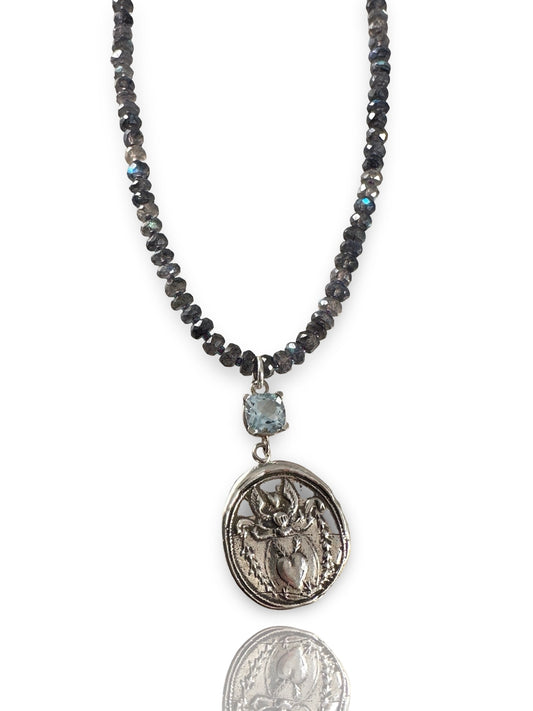 Angel Heart Blue Topaz Sterling Necklace