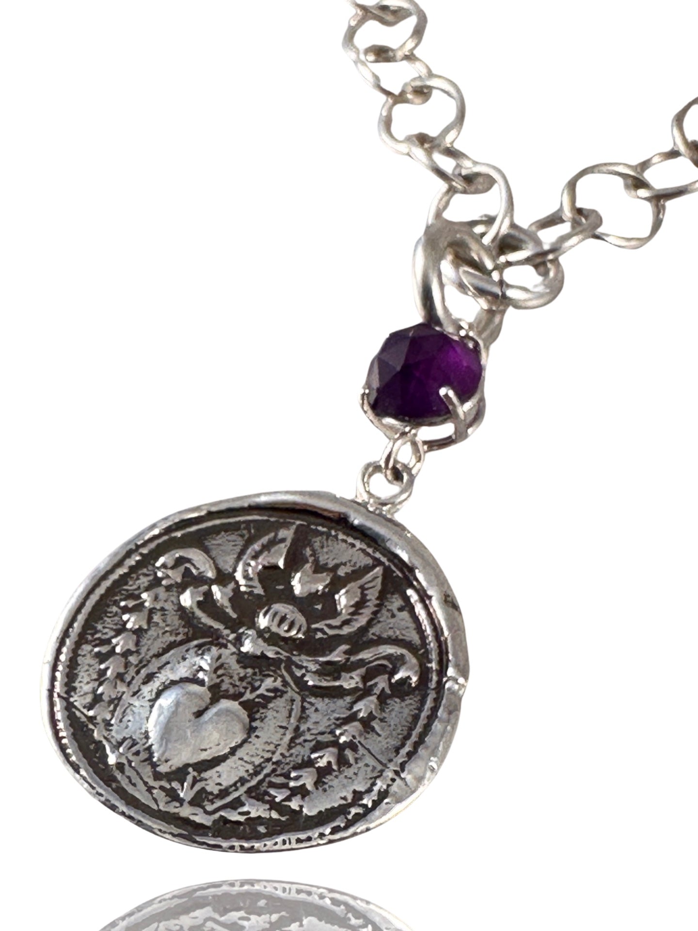 Angel Heart Amethyst Sterling Necklace