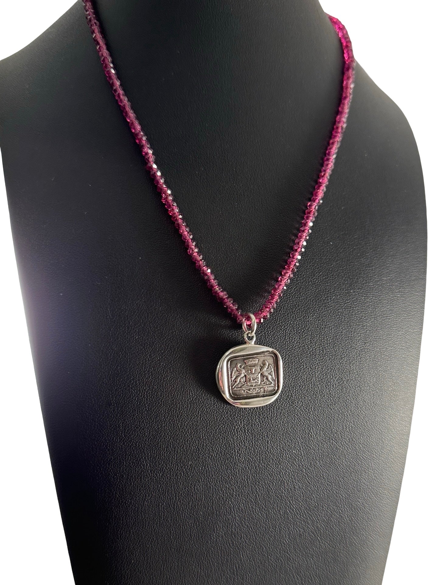 18" Double Gryphon Rhodolite Garnet Necklace
