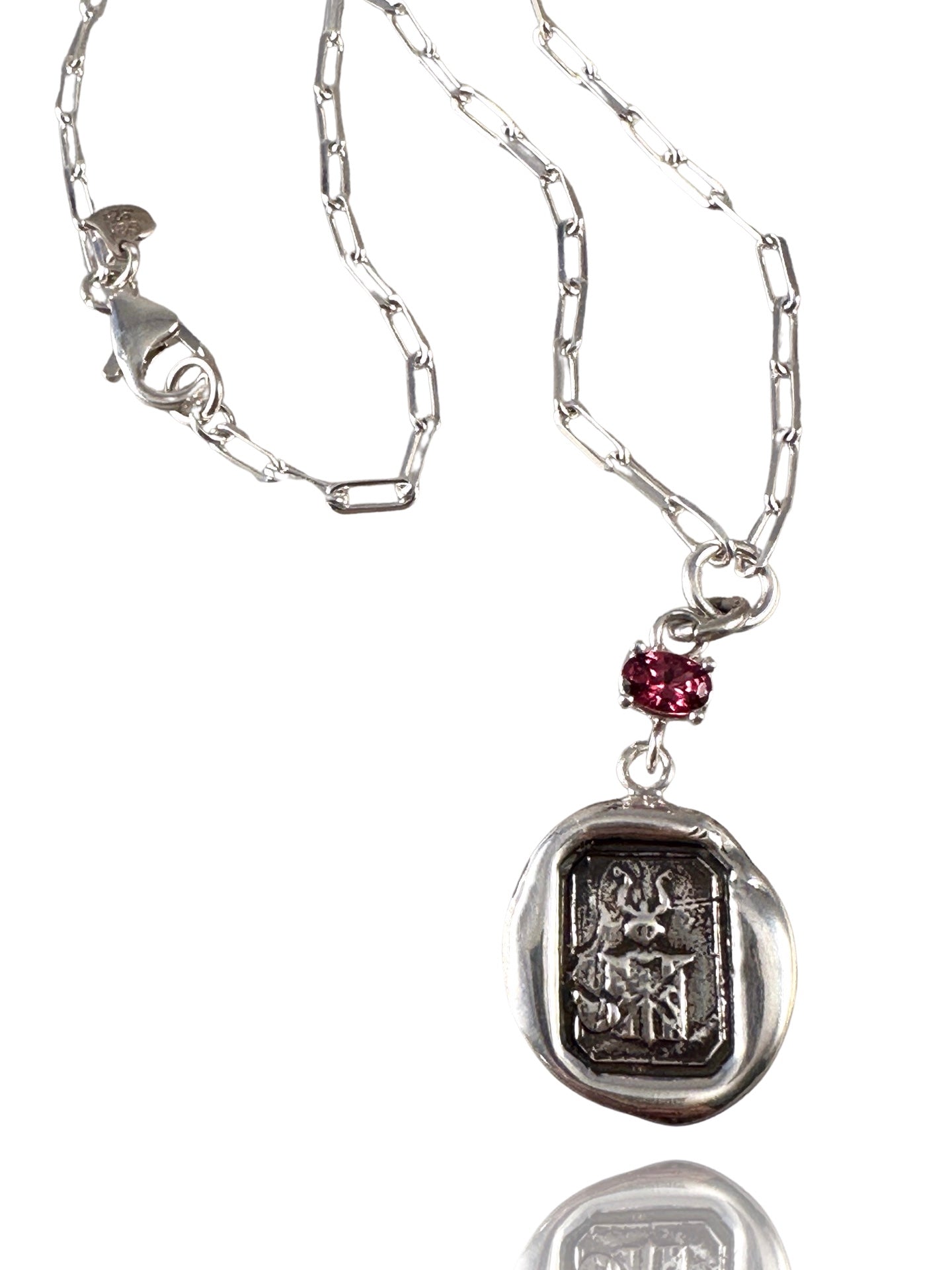 Small Victory Horn Garnet Necklace