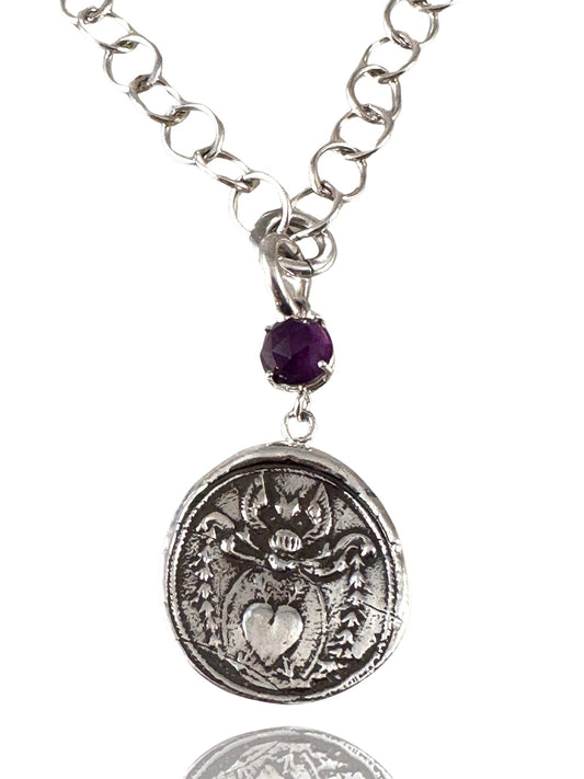 Angel Heart Amethyst Sterling Necklace