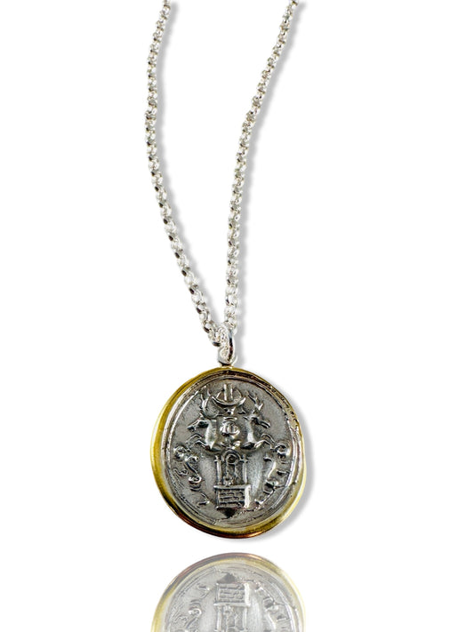 Tree of Life Sterling Gold Edge Necklace