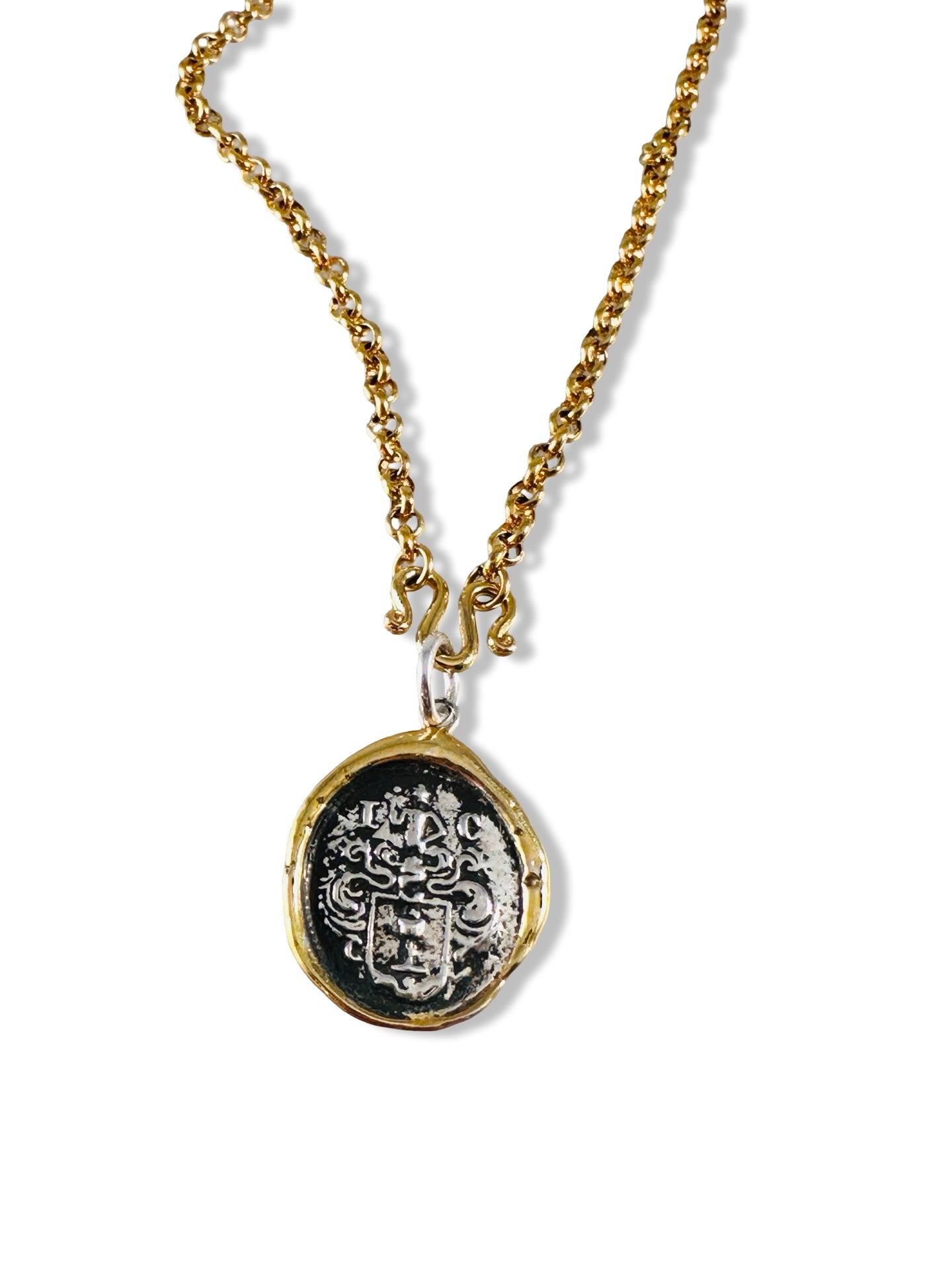 Gold and Silver Pendant on Gold Filled Chain