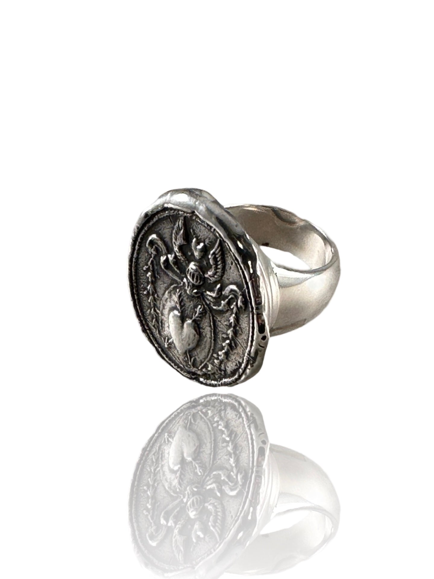 Angel Heart Sterling Signet Ring