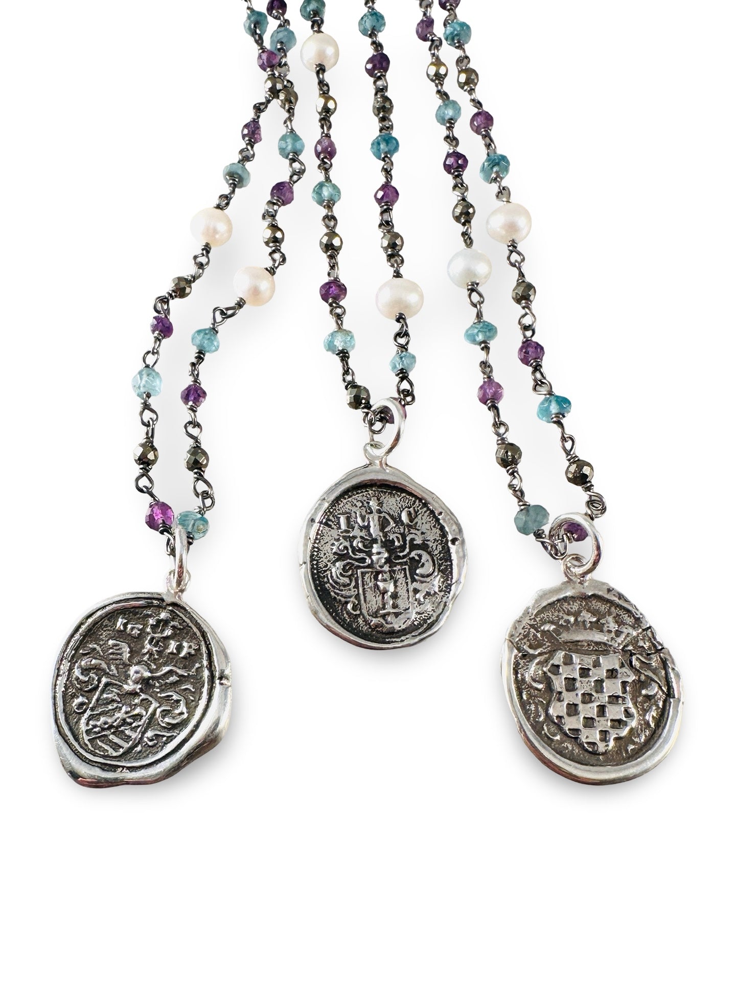 Small Charm Multi Gemstone Wrap Necklace