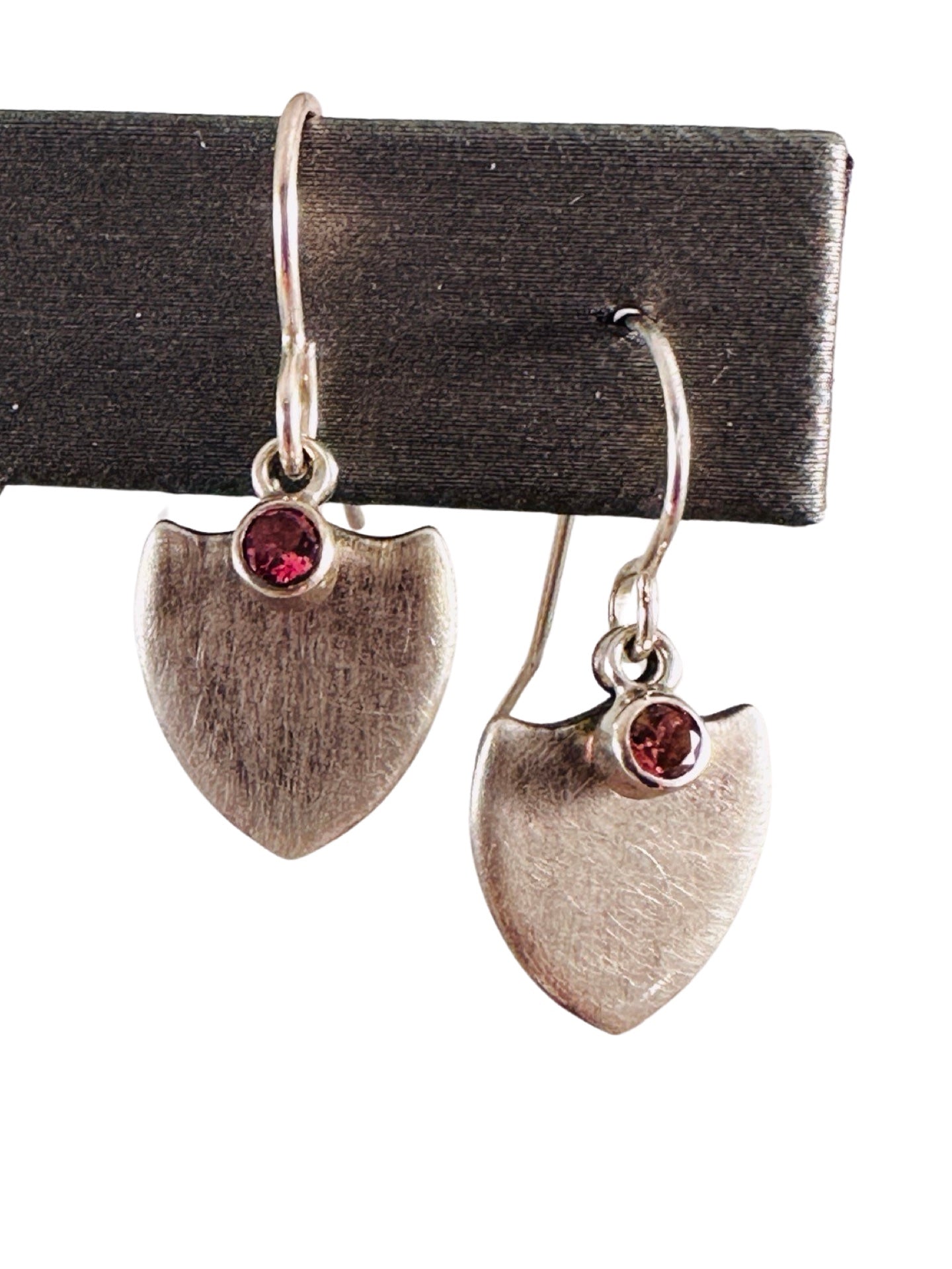 Sterling Small Shield Gemstone Earring