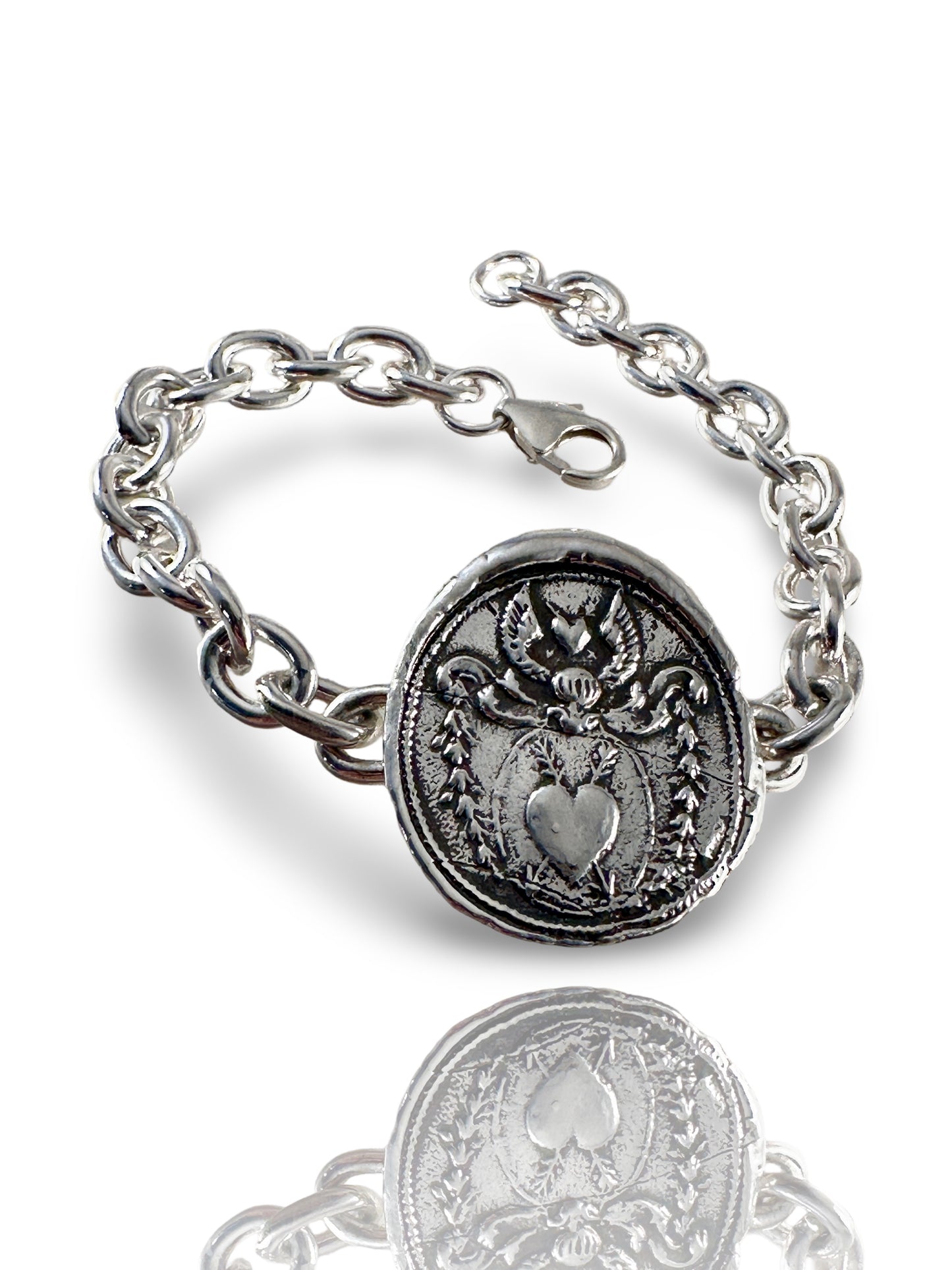 Sterling Silver Angel Heart Bracelet
