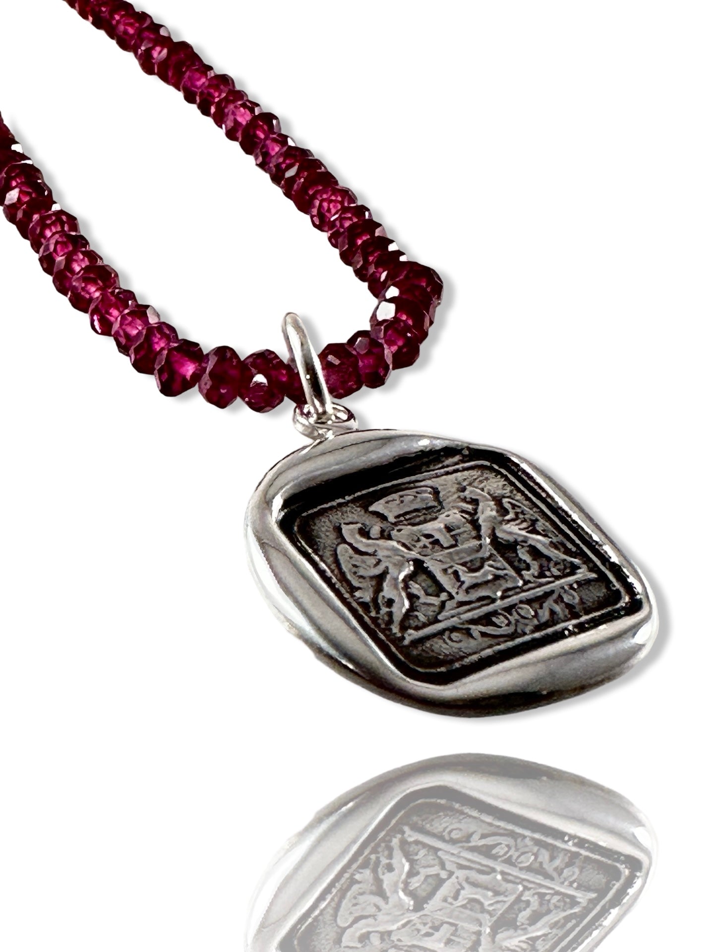 18" Double Gryphon Rhodolite Garnet Necklace