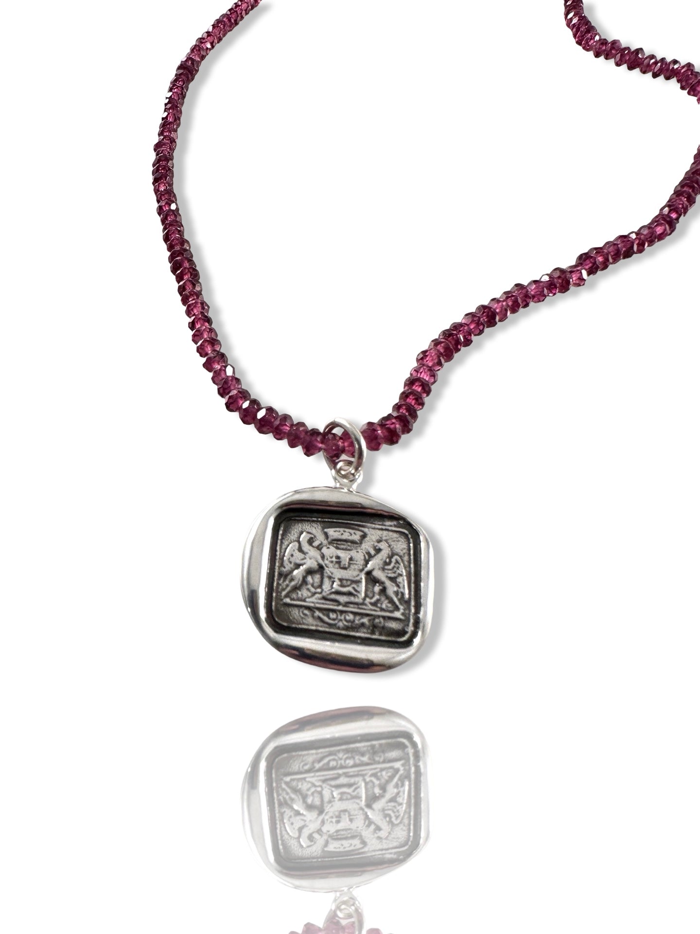 18" Double Gryphon Rhodolite Garnet Necklace