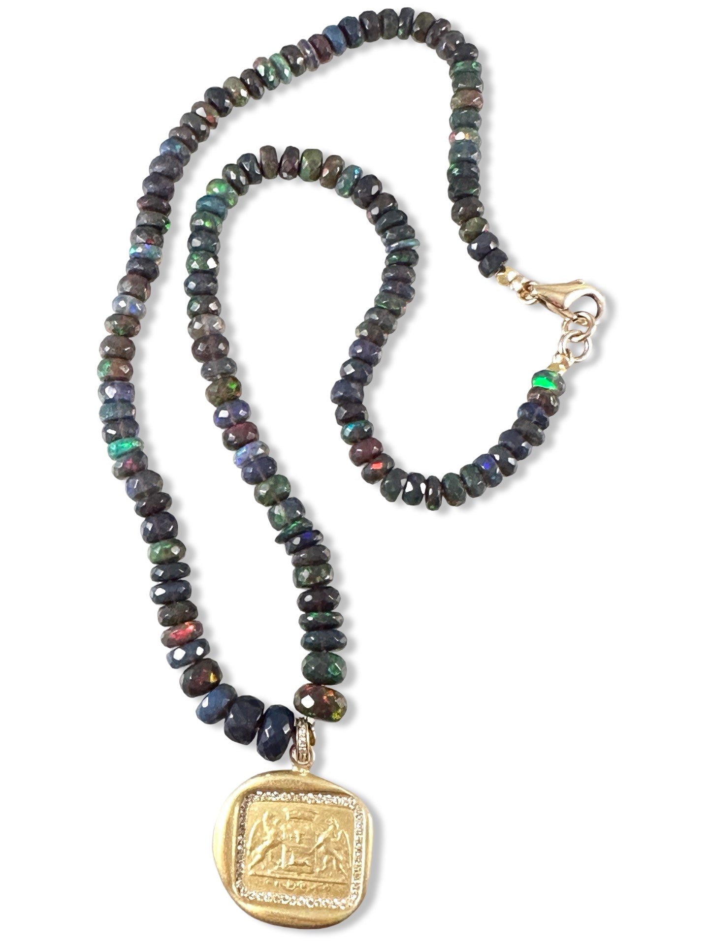 16.5” Black Opal Double Gryphon Diamond Necklace