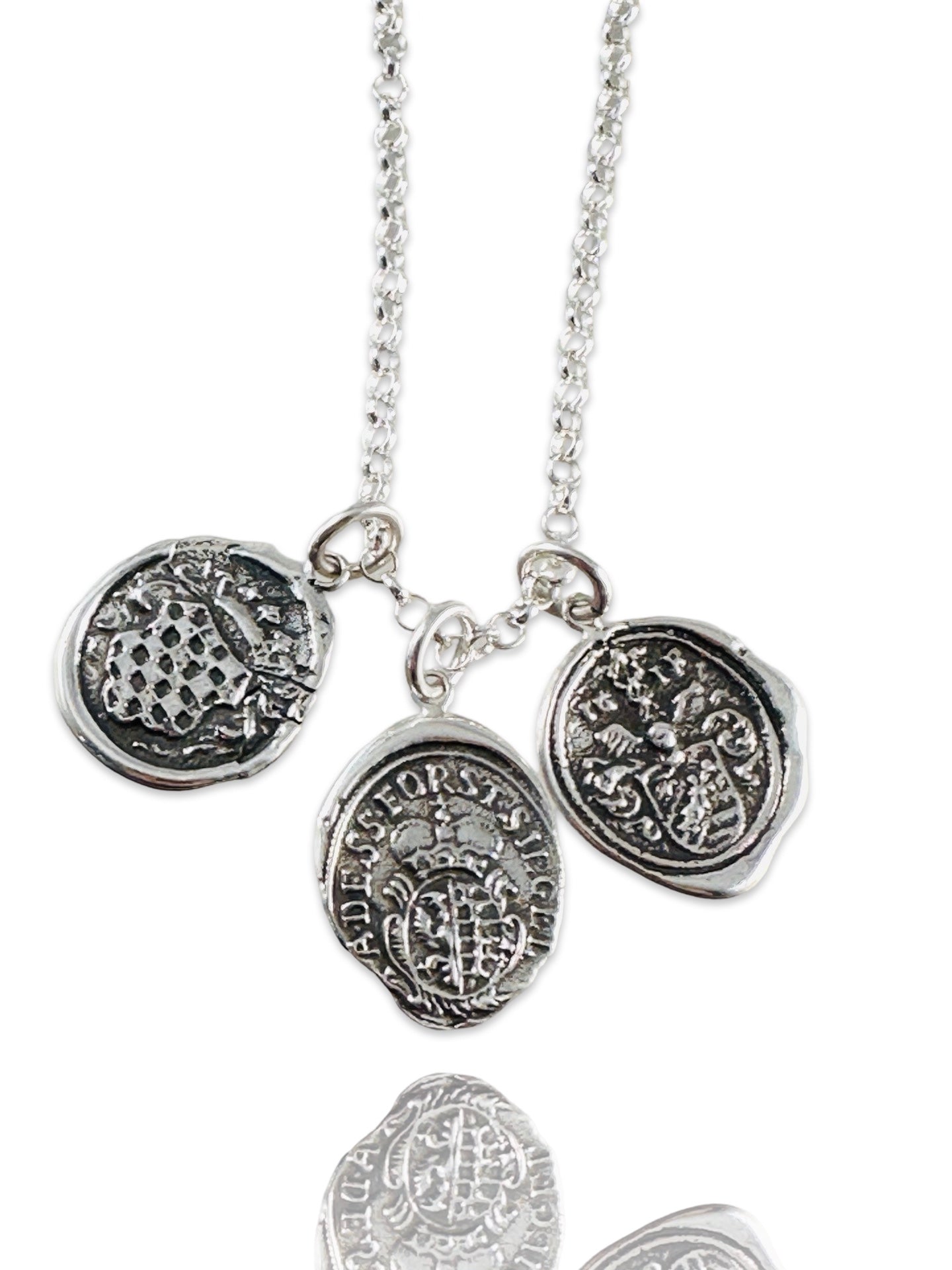 Triple Charm Necklace with Valor, Checkered Crown , Crown