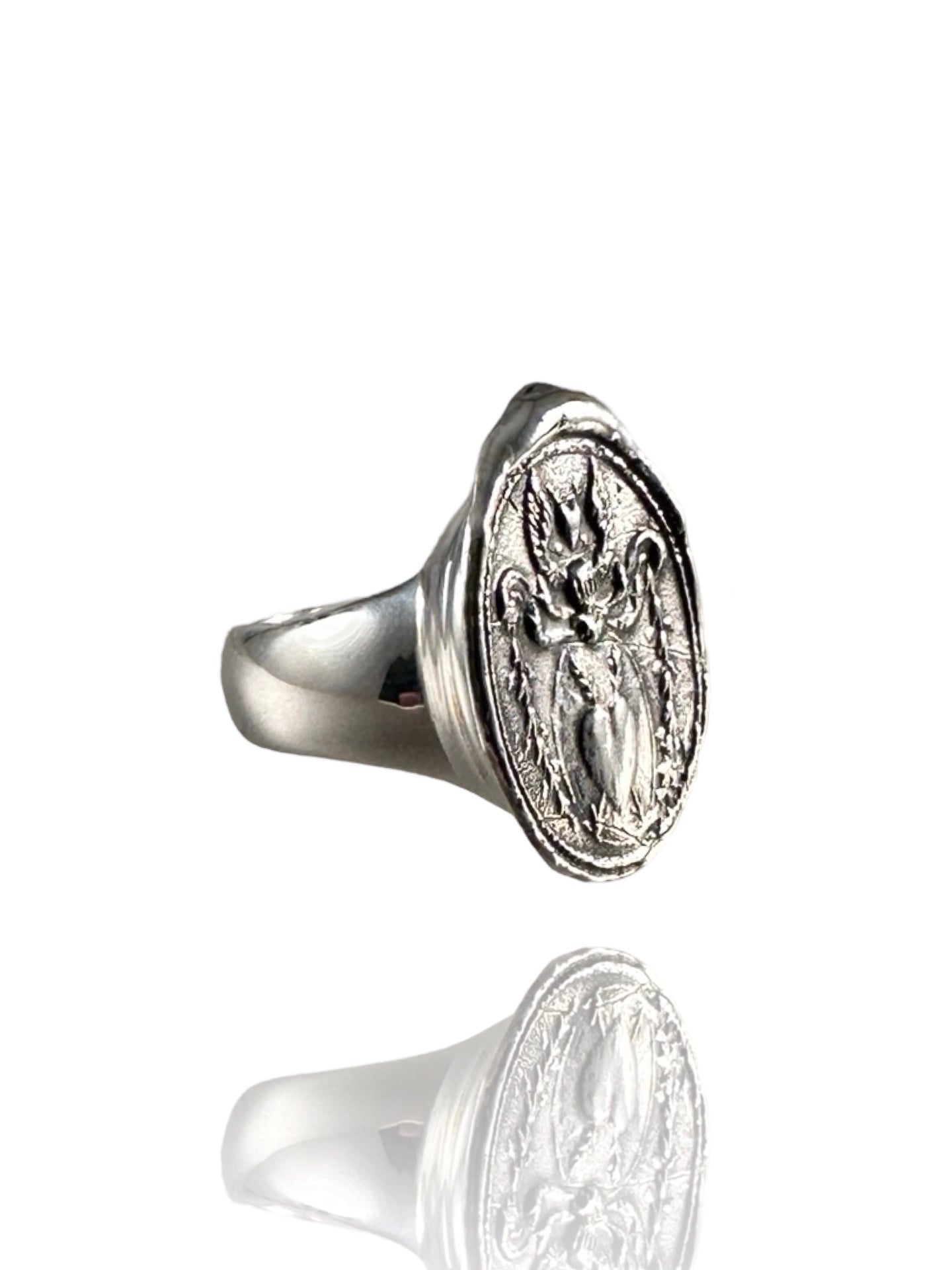Angel Heart Sterling Signet Ring
