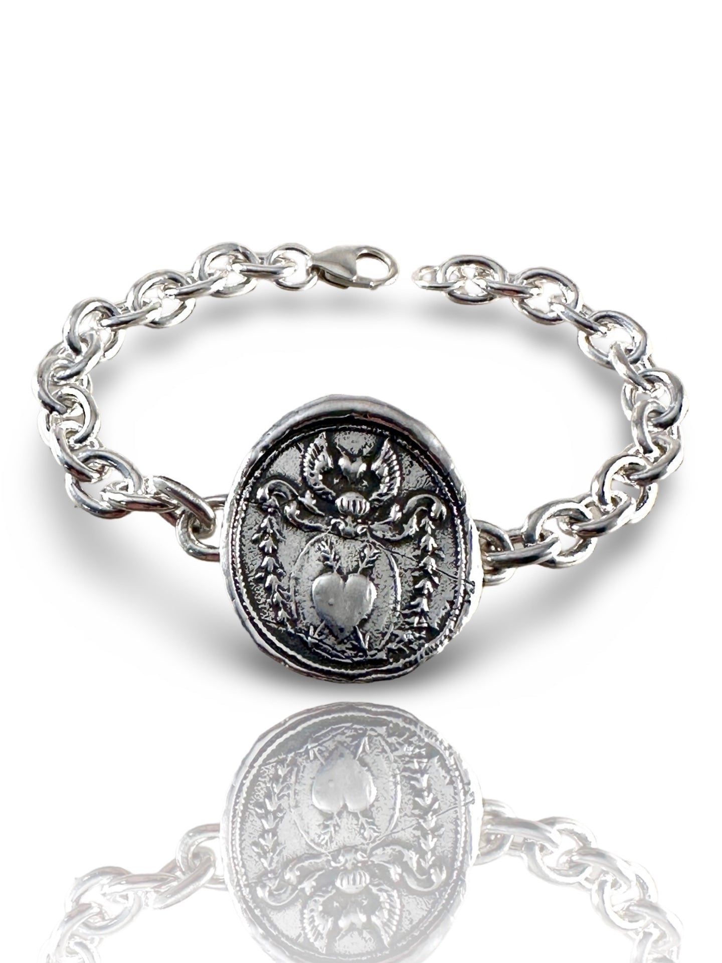 Sterling Silver Angel Heart Bracelet