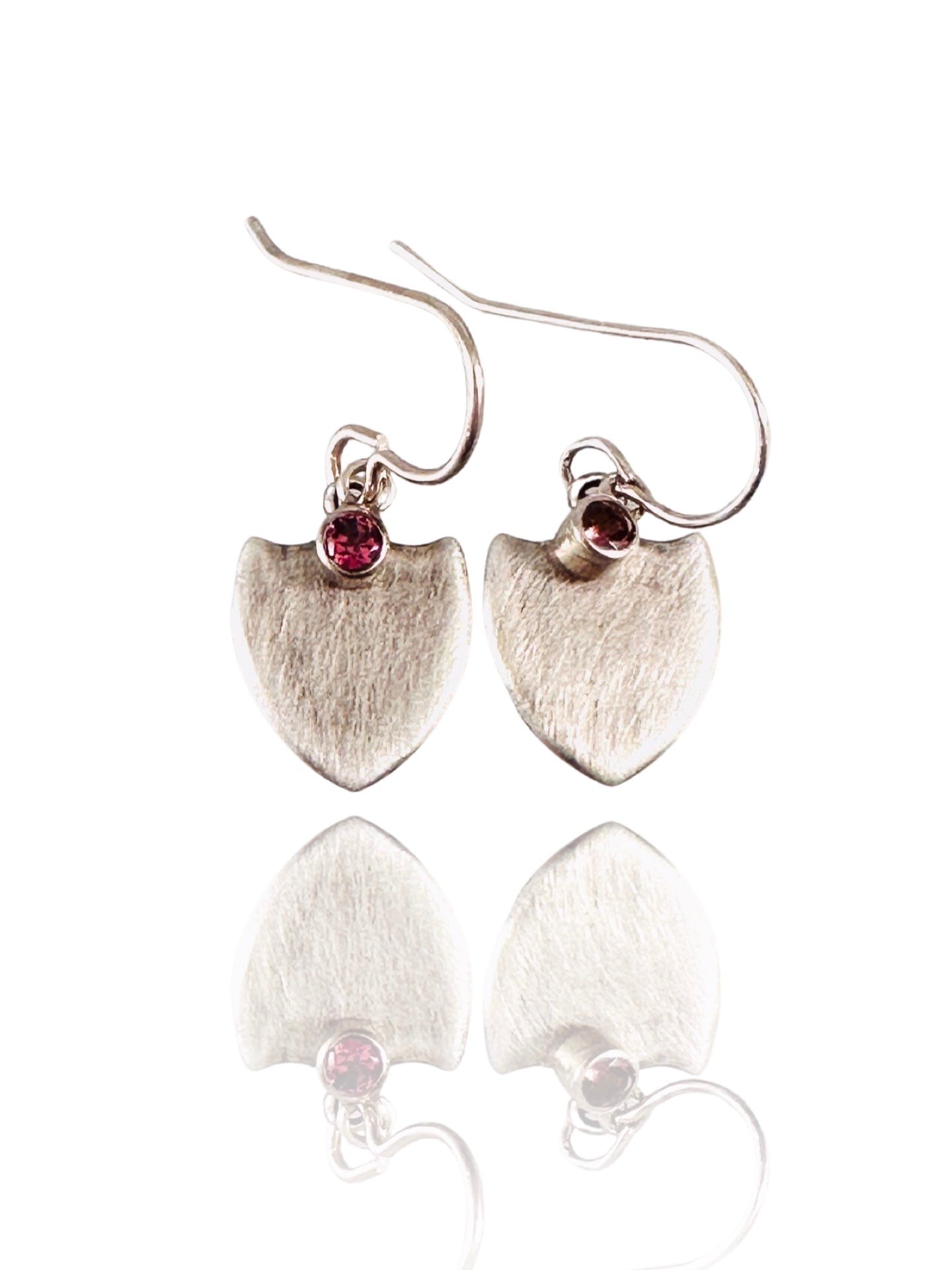 Sterling Small Shield Gemstone Earring