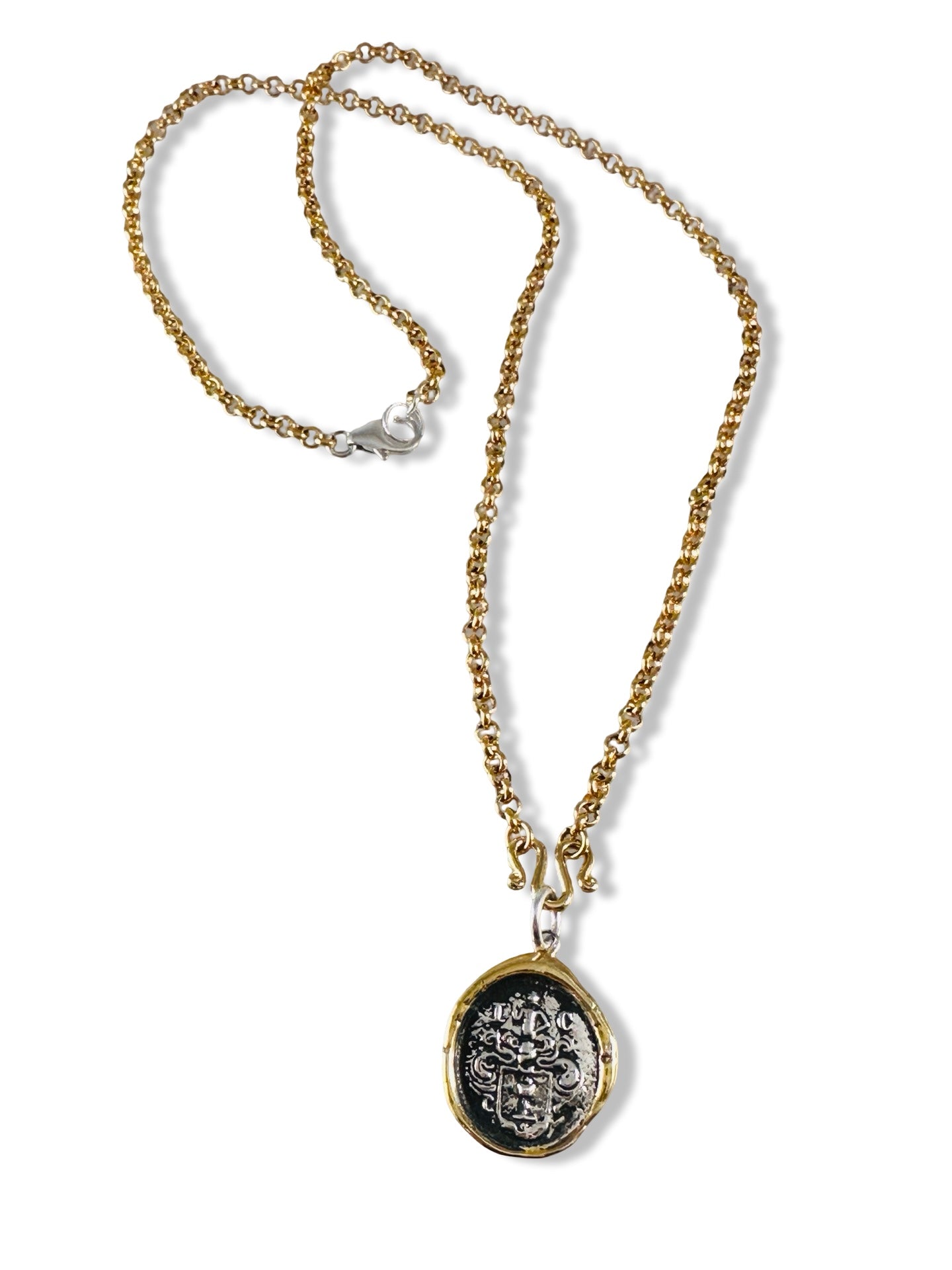 Gold and Silver Pendant on Gold Filled Chain