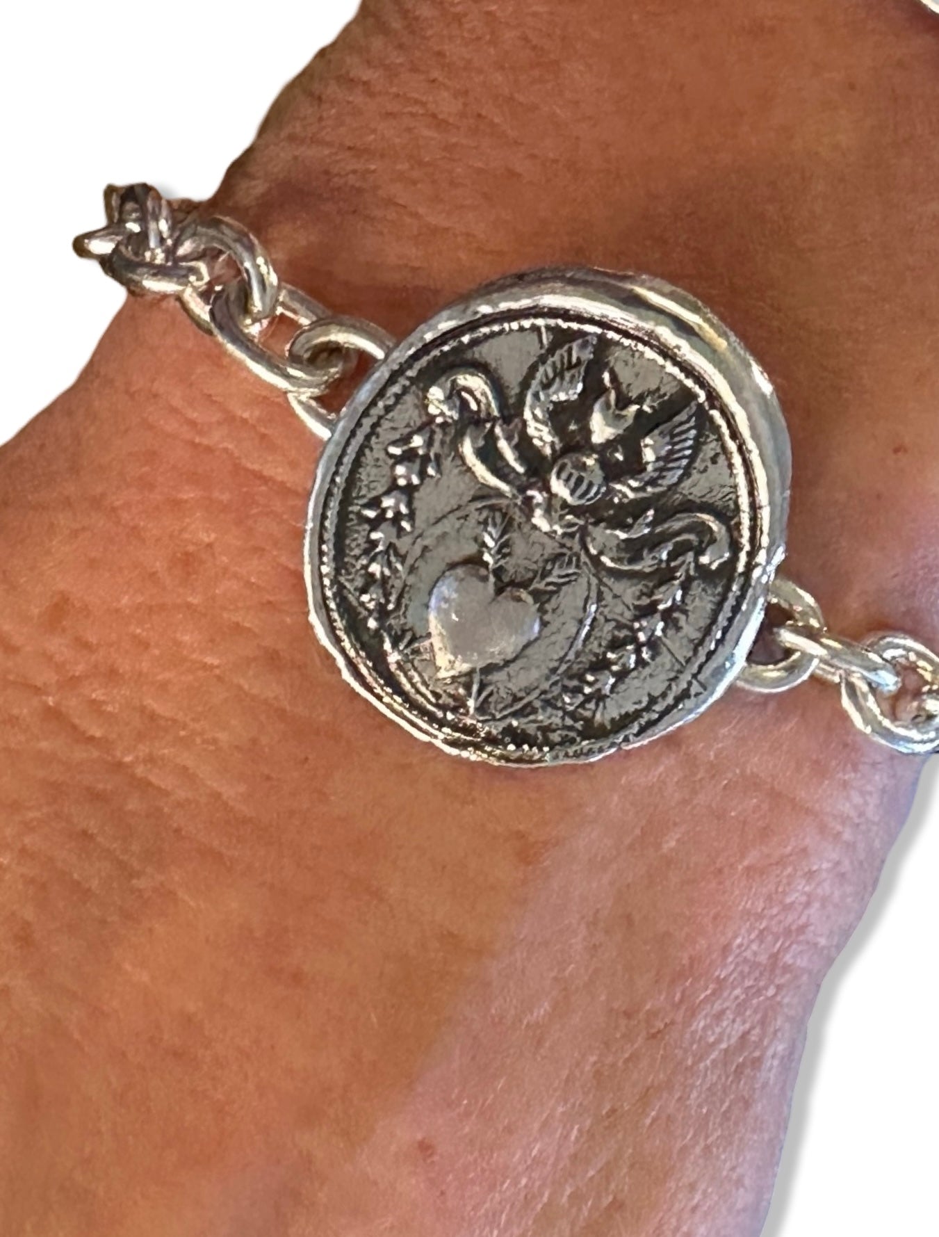 Sterling Silver Angel Heart Bracelet