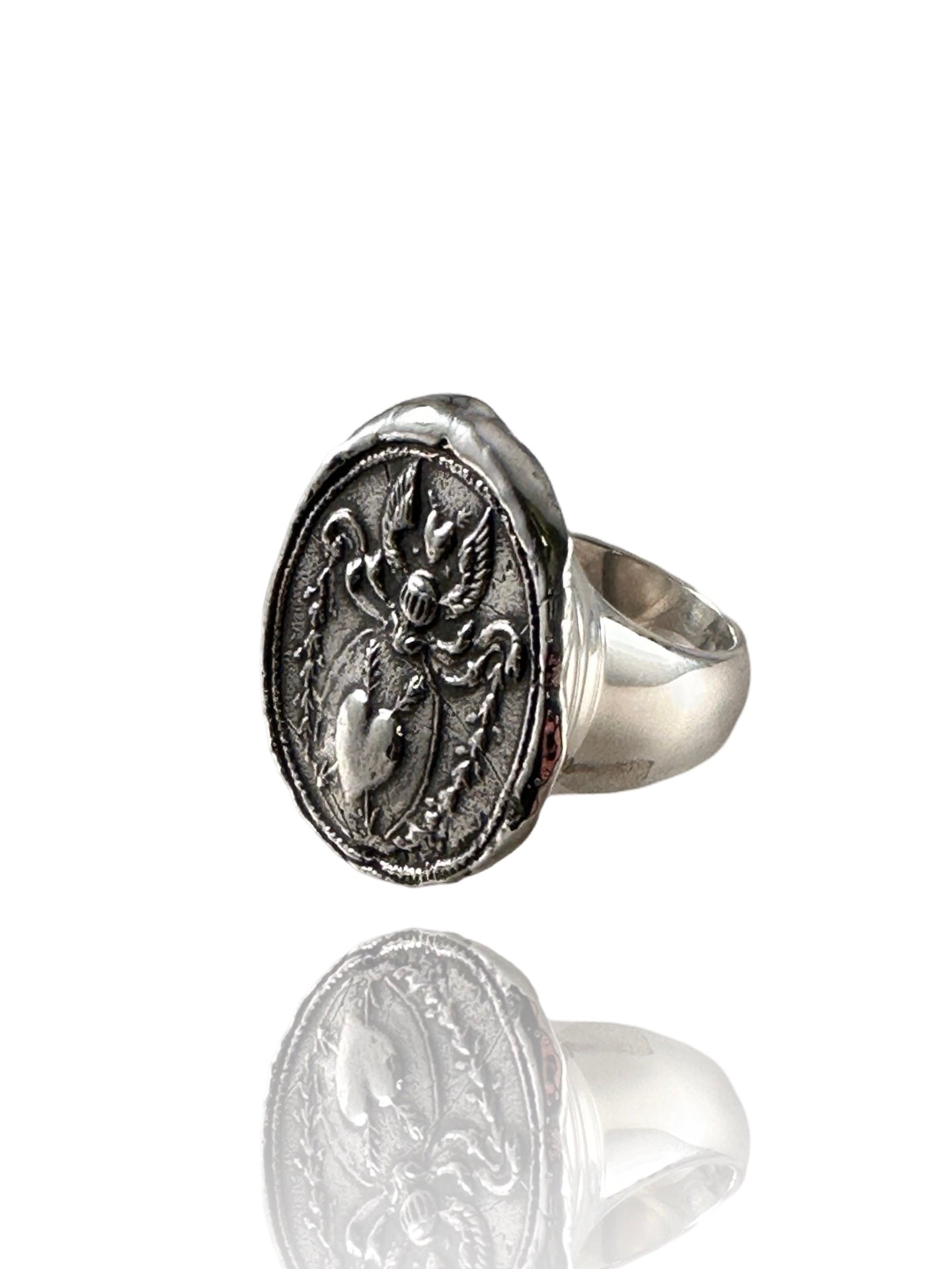 Angel Heart Sterling Signet Ring