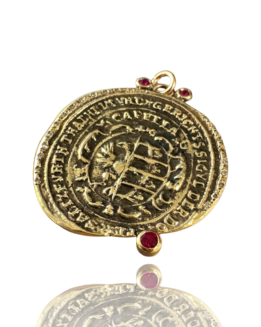 18k Gold Gryphon Ruby & Diamond Pendant