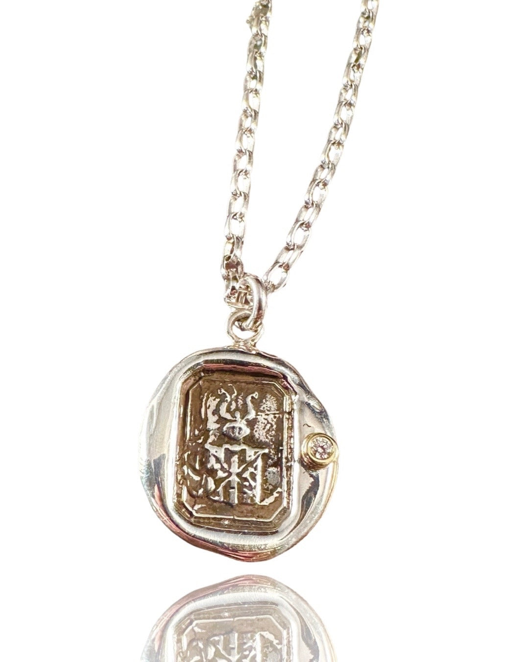 Small Victory Horn Padparadscha Sapphire Necklace