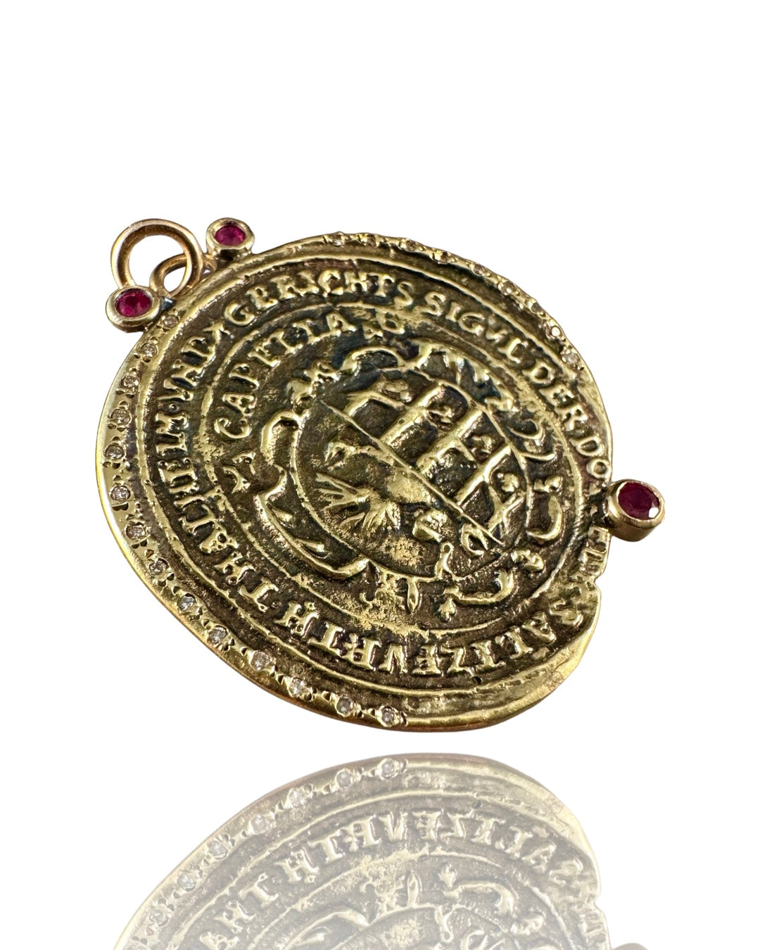 18k Gold Gryphon Ruby & Diamond Pendant
