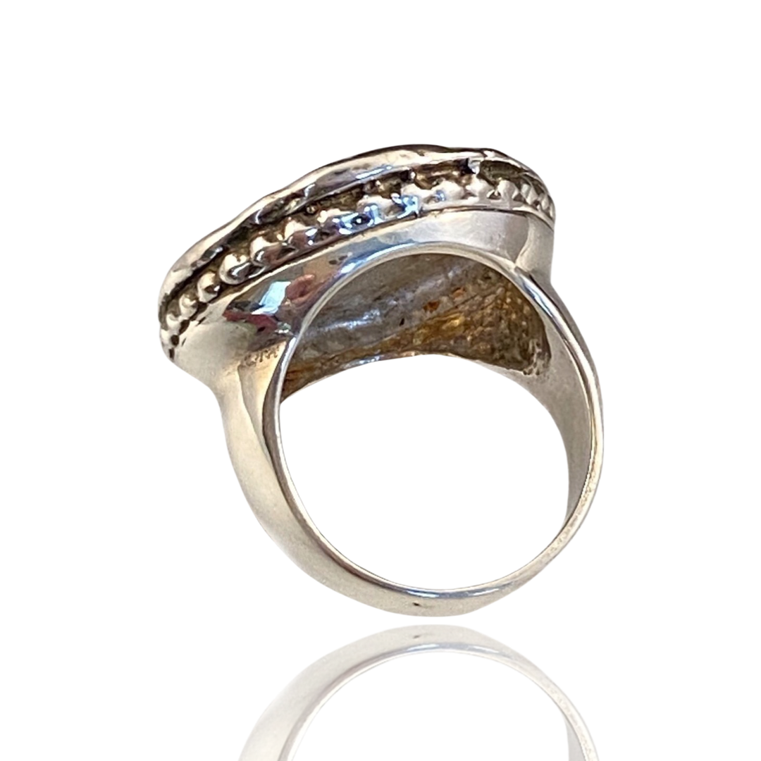 Crown Shield Blue Topaz Signet Ring