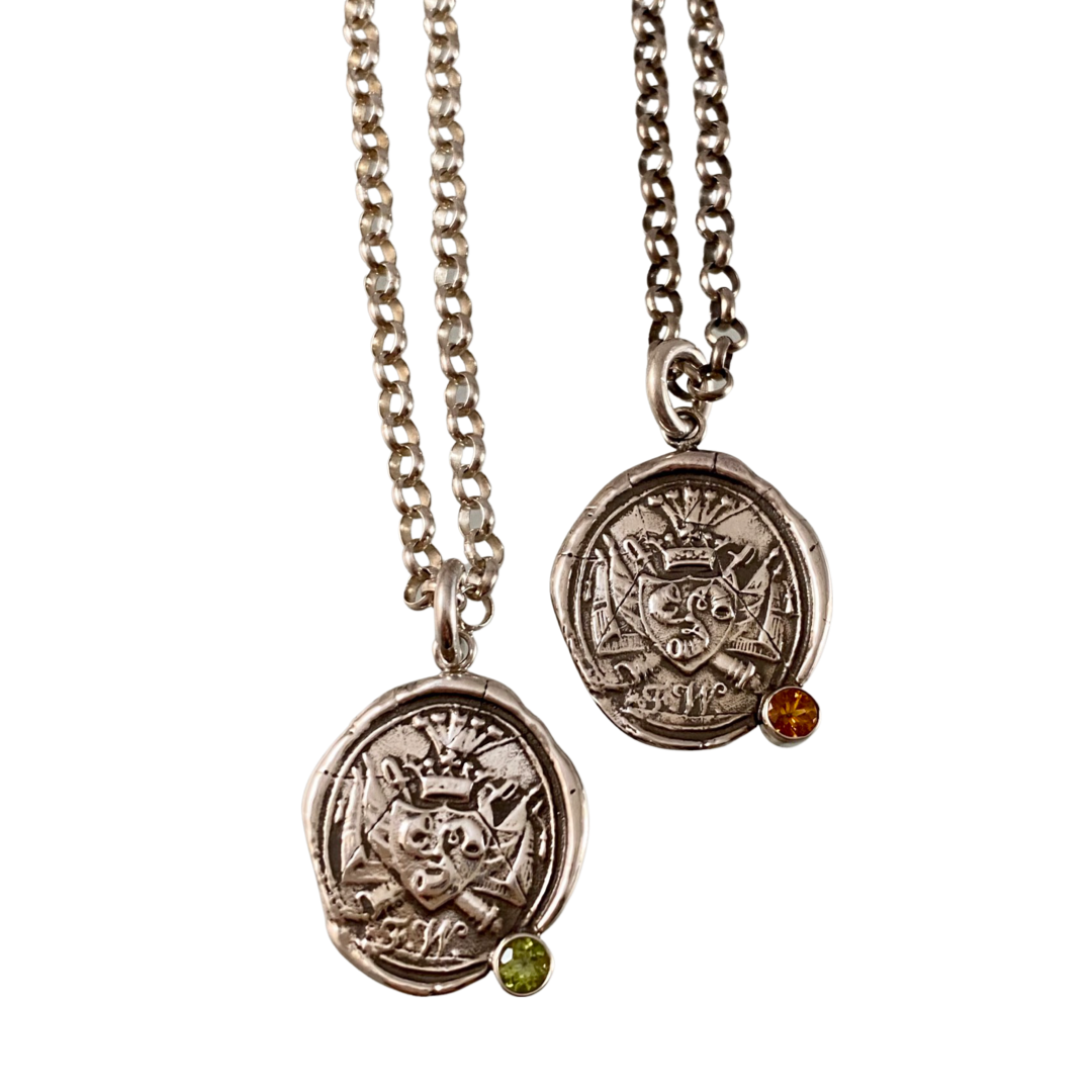 Crown Shield Gemstone Necklace