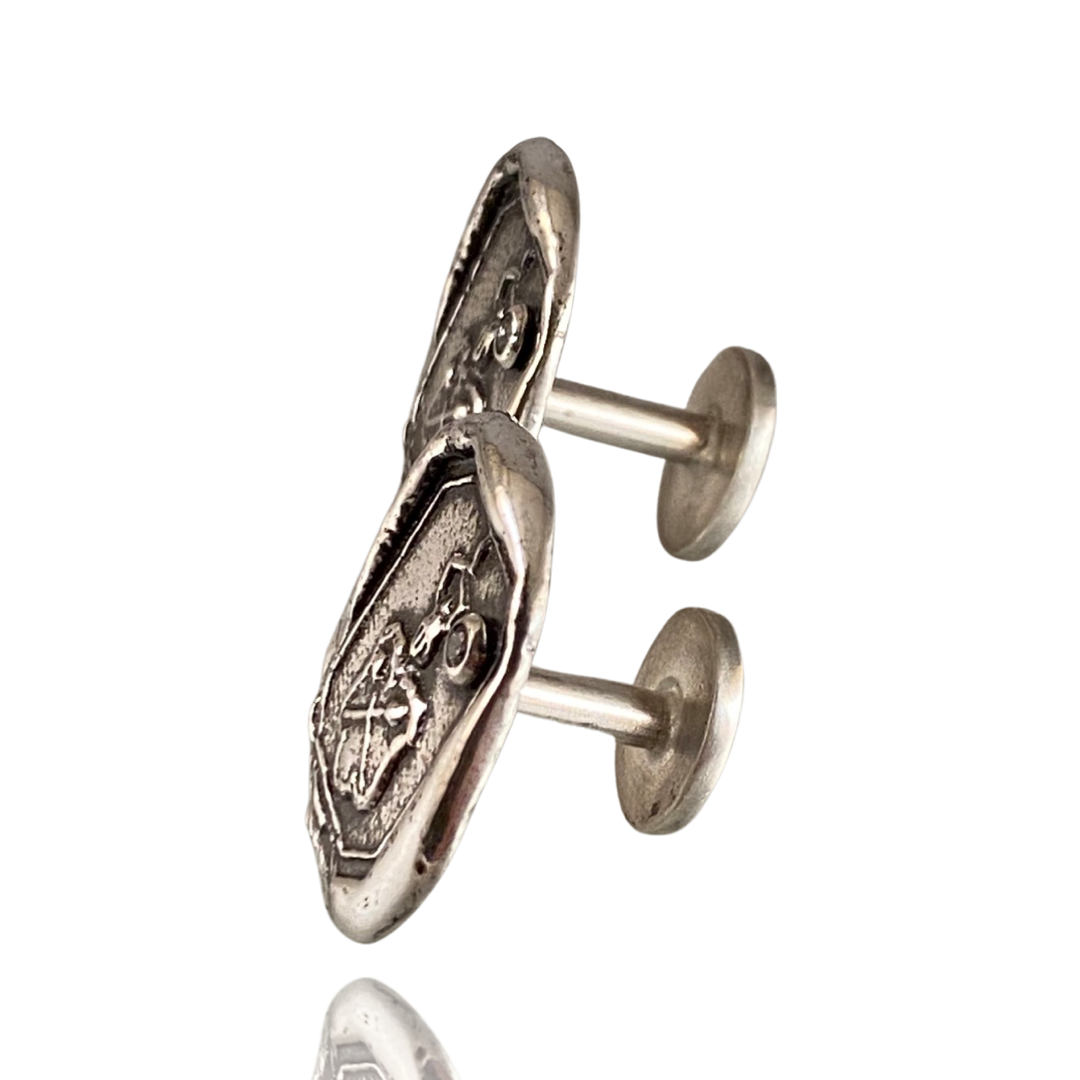 Diamond Shield Sterling Silver Cufflinks