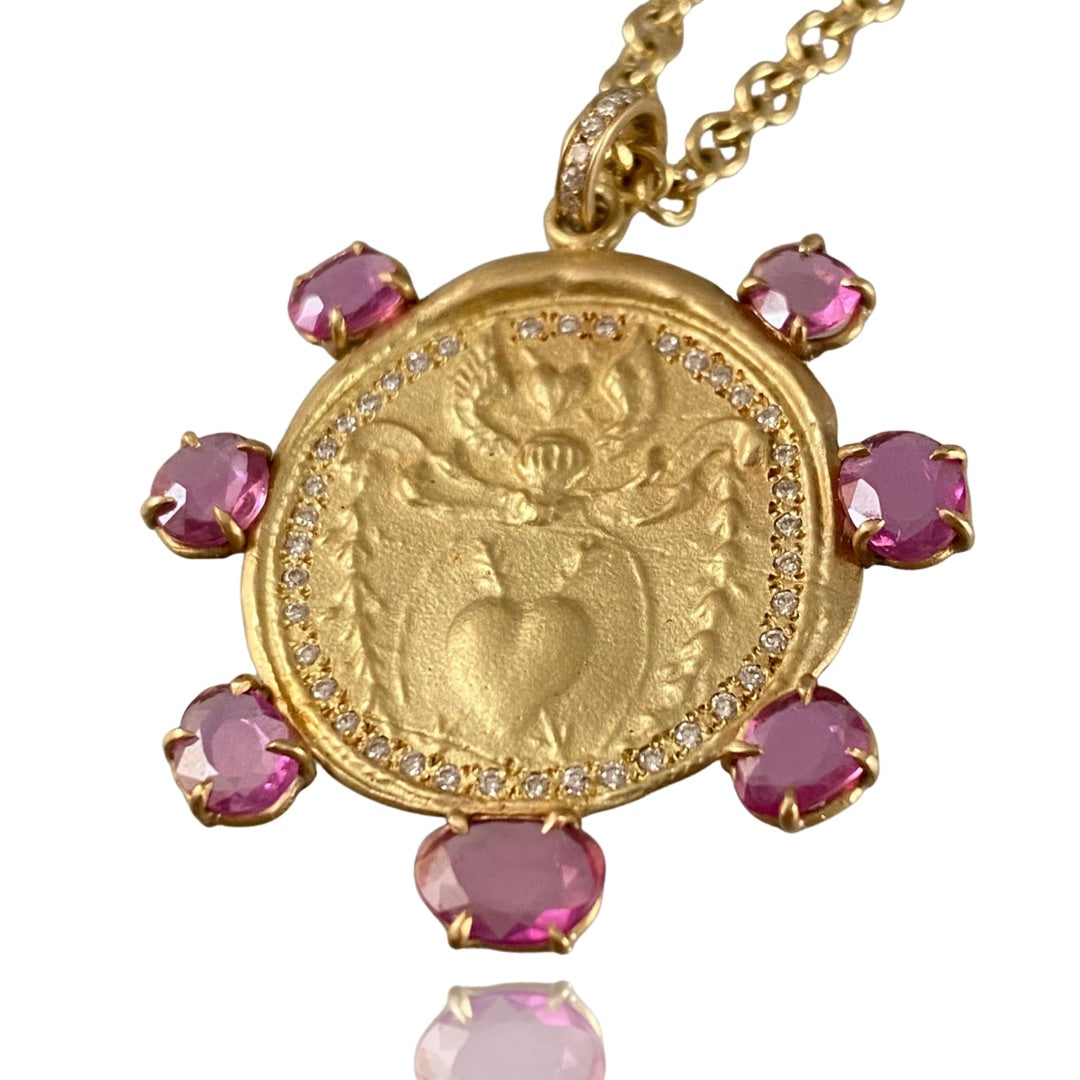 18k Gold Angel Heart Diamond Necklace