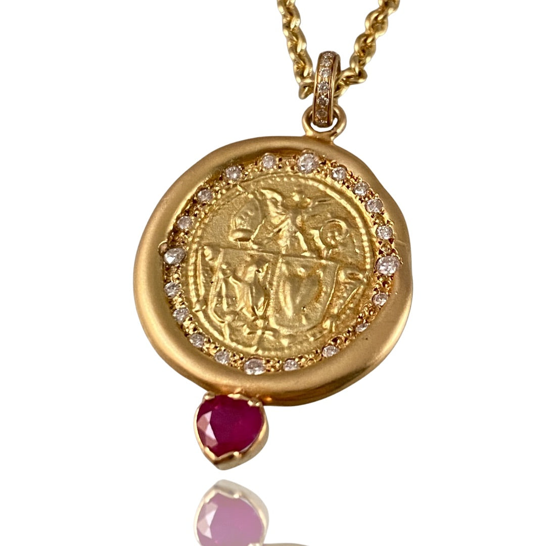 18k Gold Guardian of the Divine Ruby & Diamond Necklace
