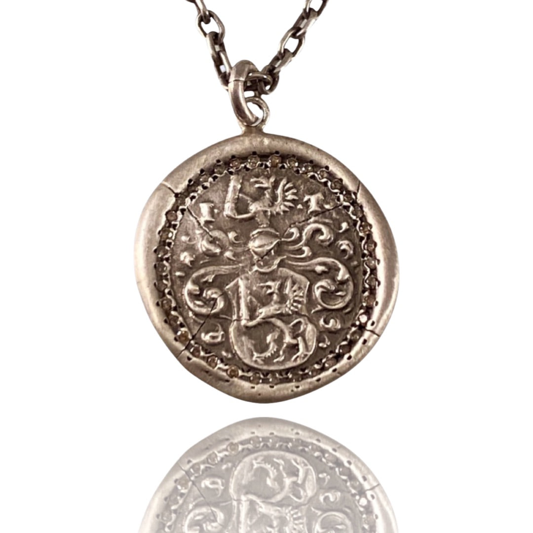 Champagne Diamond Small Shield Strength Necklace