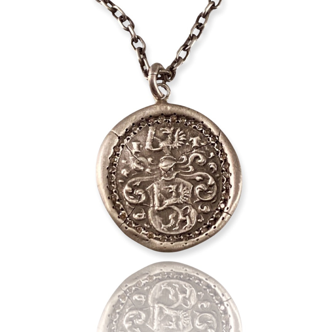 Champagne Diamond Small Shield Strength Necklace