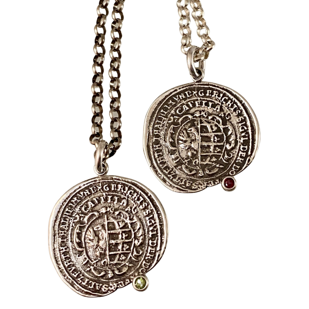 Sterling Silver &  Gemstone Medallion Necklace