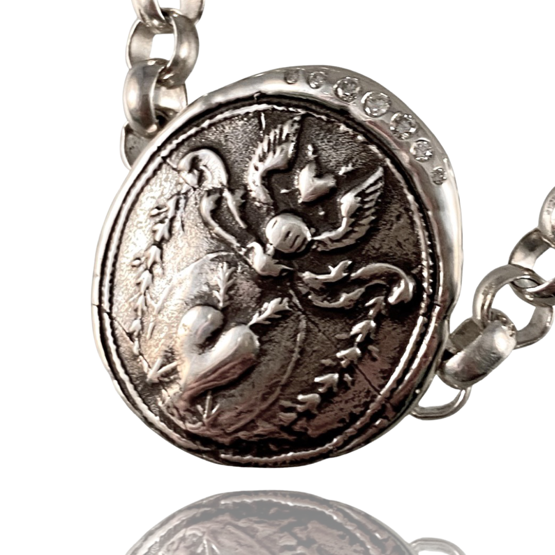 Sterling Silver & Diamond Angel Heart Bracelet