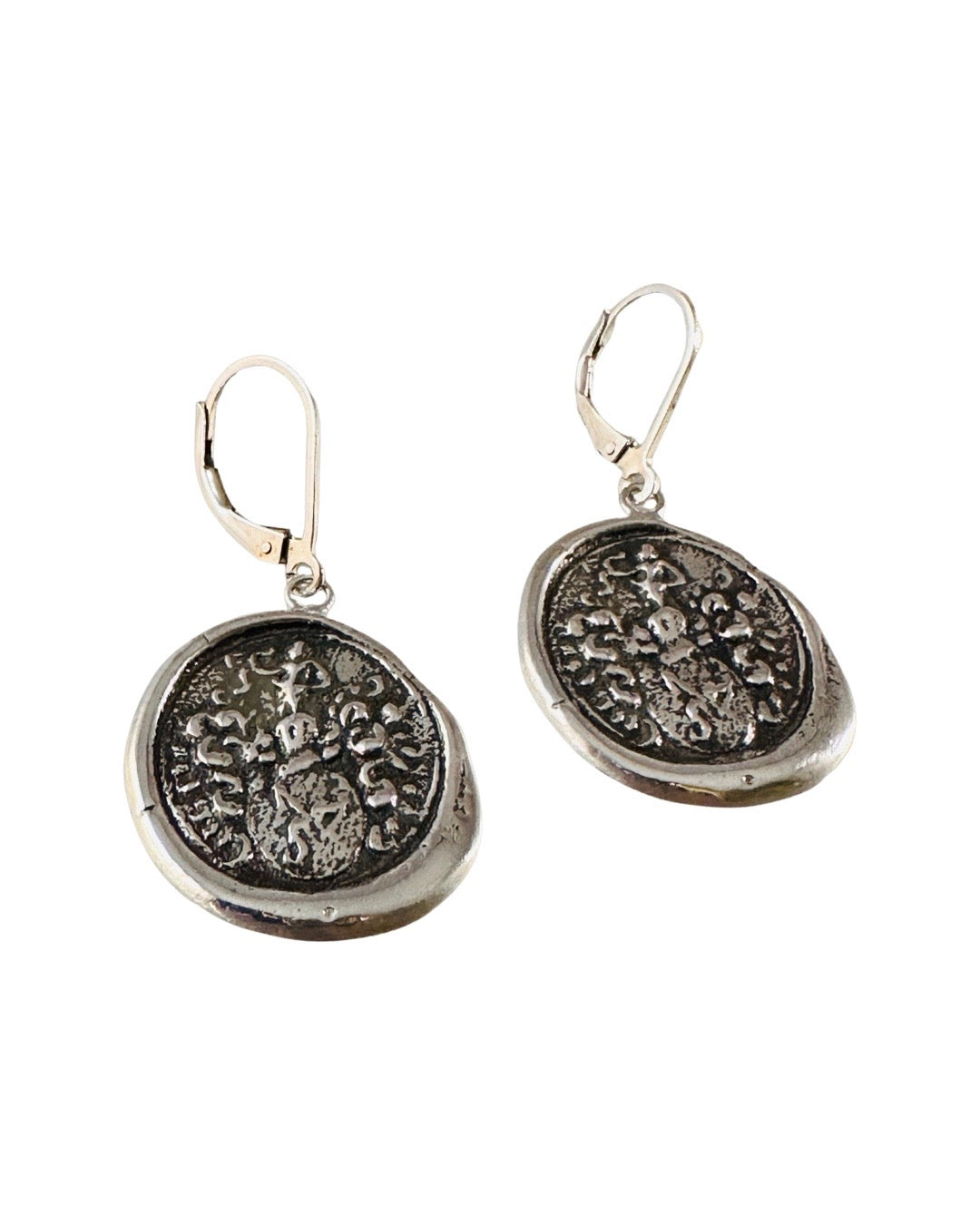 World Crest Silver Shield Earring